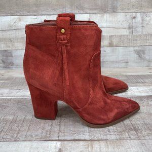 Sam Edelman Block Heel Red Ankle Boots Size US 8.5